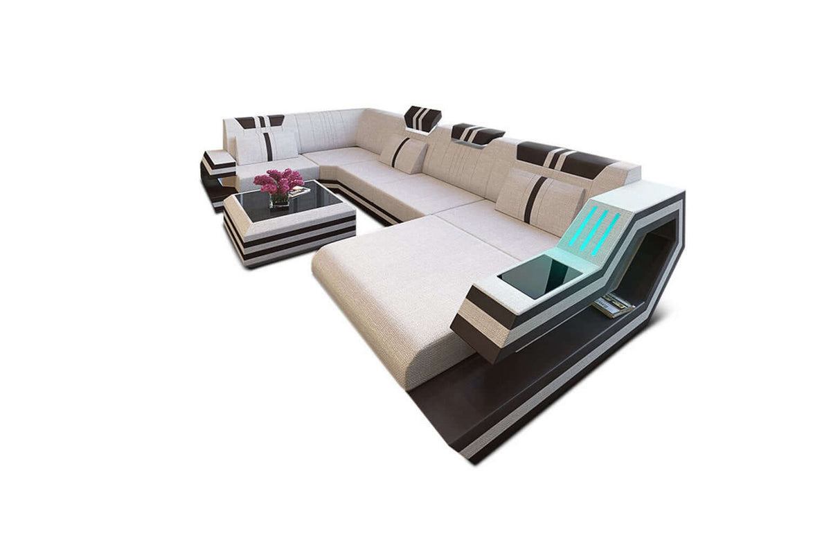 Couchlandschaft Ravenna U-Form in Stoff Macchiato-Schwarz