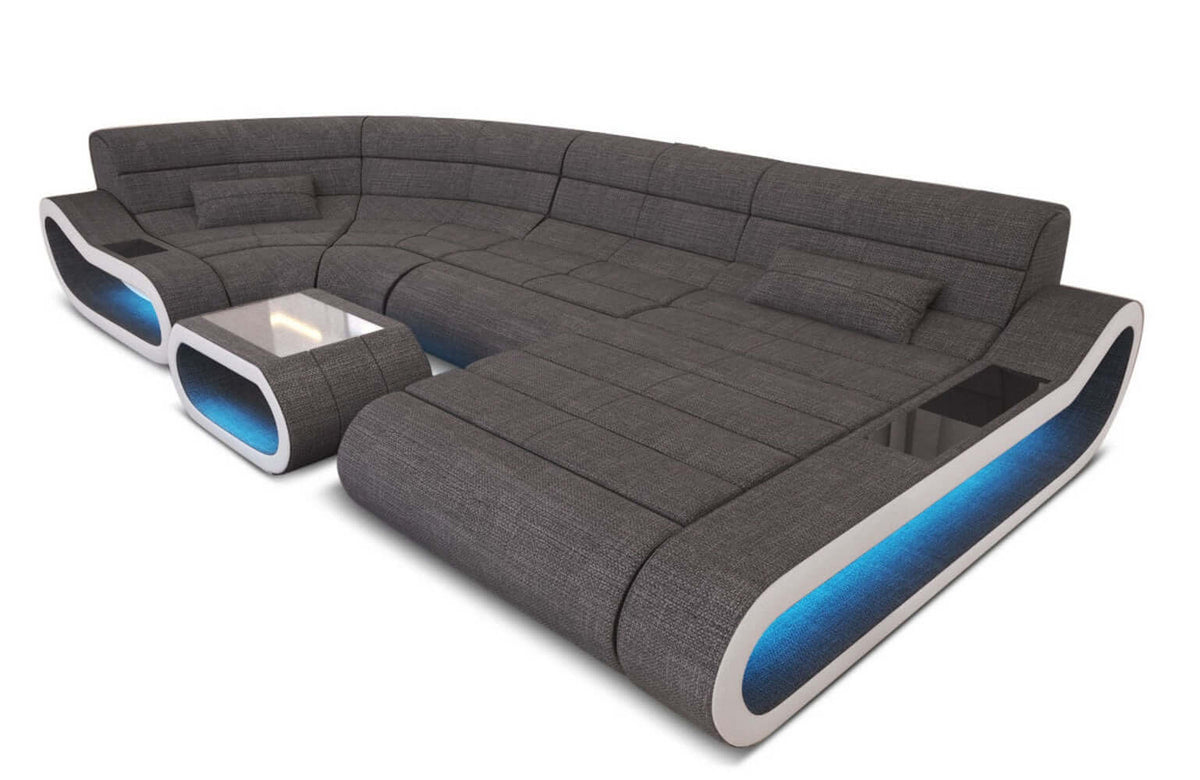 Stoff Wohnlandschaft Concept U-Form Grau-Weiß