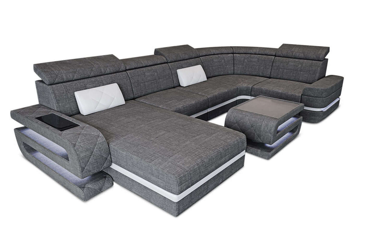 Couchlandschaft Bologna U-Form in Stoff Grau-Schwarz