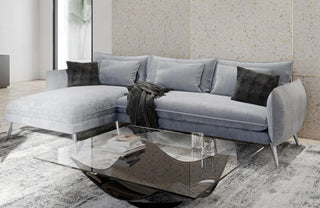 Ecksofa Fuerteventura L-Form aus Stoff Hellgrau