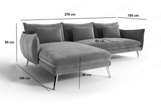 Ecksofa Fuerteventura L-Form aus Stoff Hellgrau