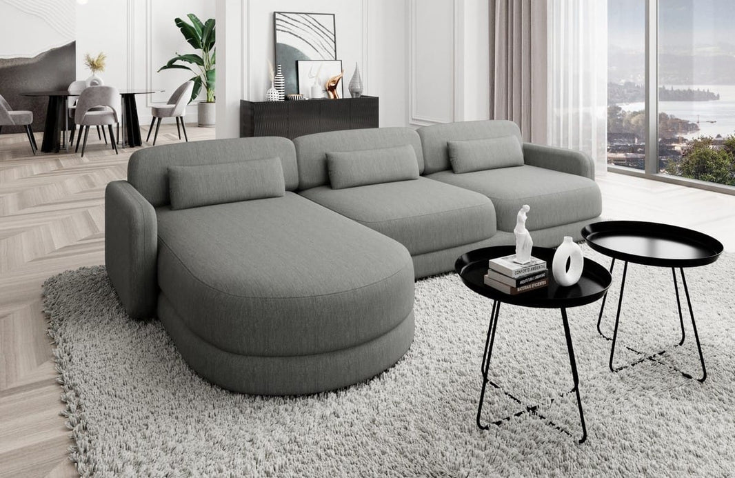 Ecksofa Valencia L-Form aus Stoff Kurz
