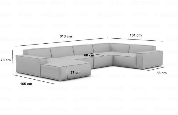 Wohnlandschaft Formenta U-Form aus Stoff Dunkelgrau