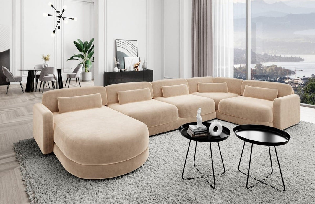 Wohnlandschaft Valencia U-Form aus Stoff