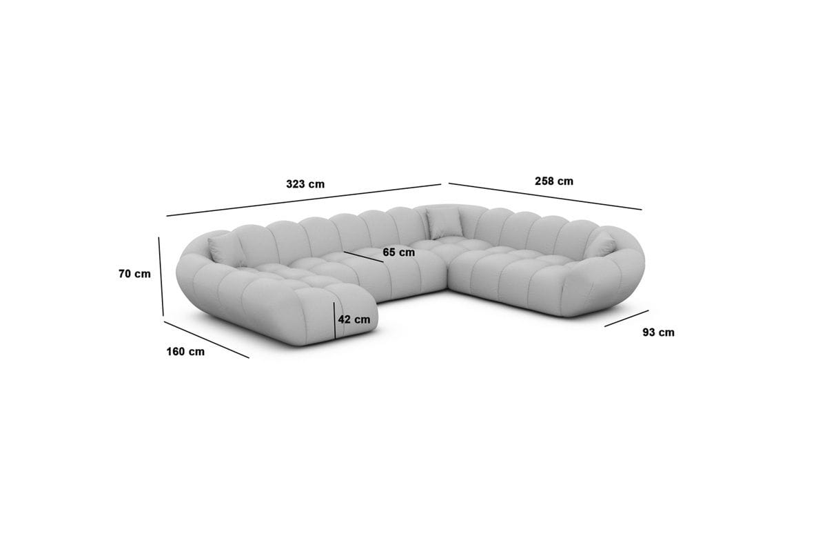XXL Wohnlandschaft Maleron U-Form aus Stoff Schwarz