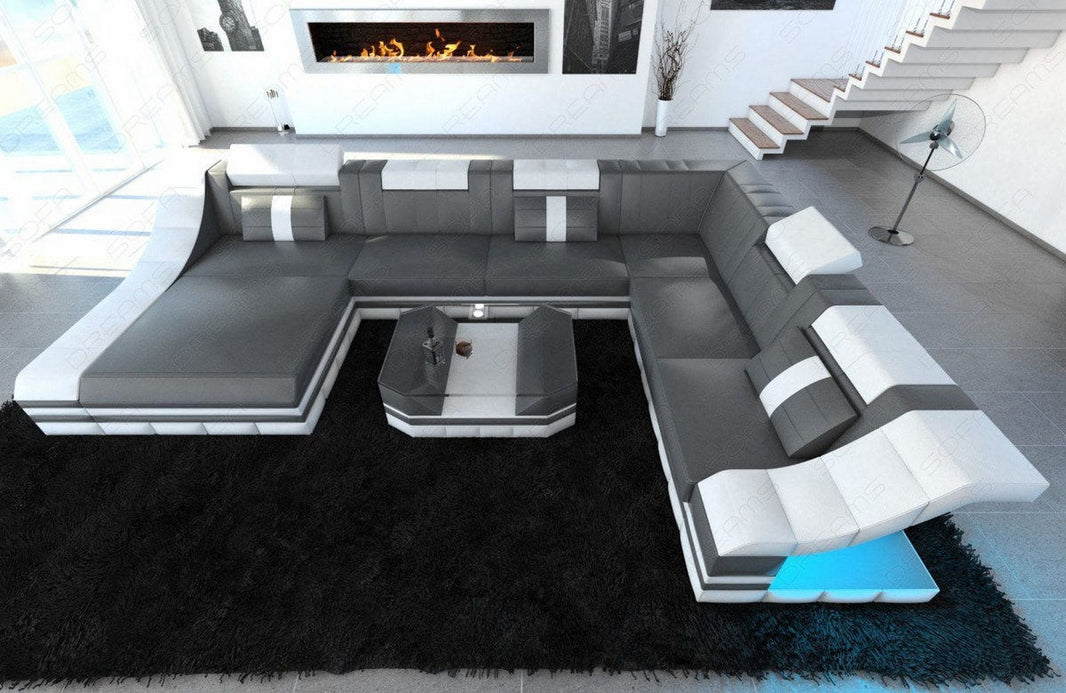 XXL Wohnlandschaft Turino U-Form aus Leder