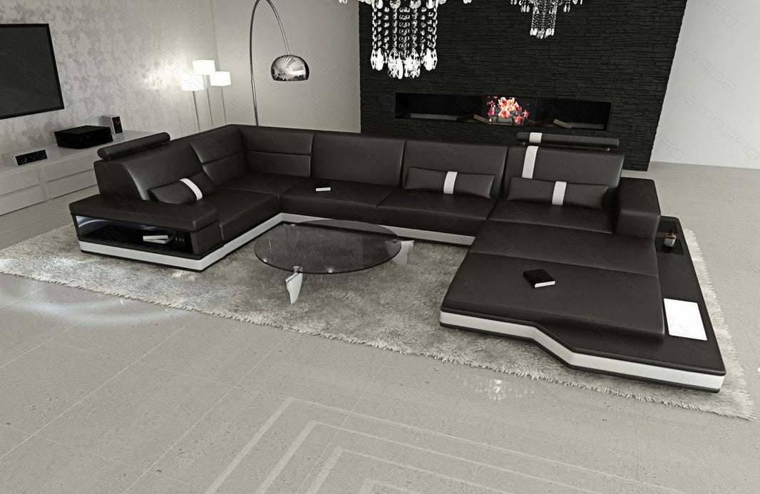 Sofa Messana U-Form in Leder