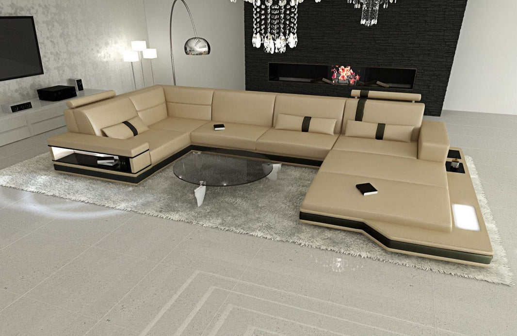 Sofa Messana U-Form in Leder