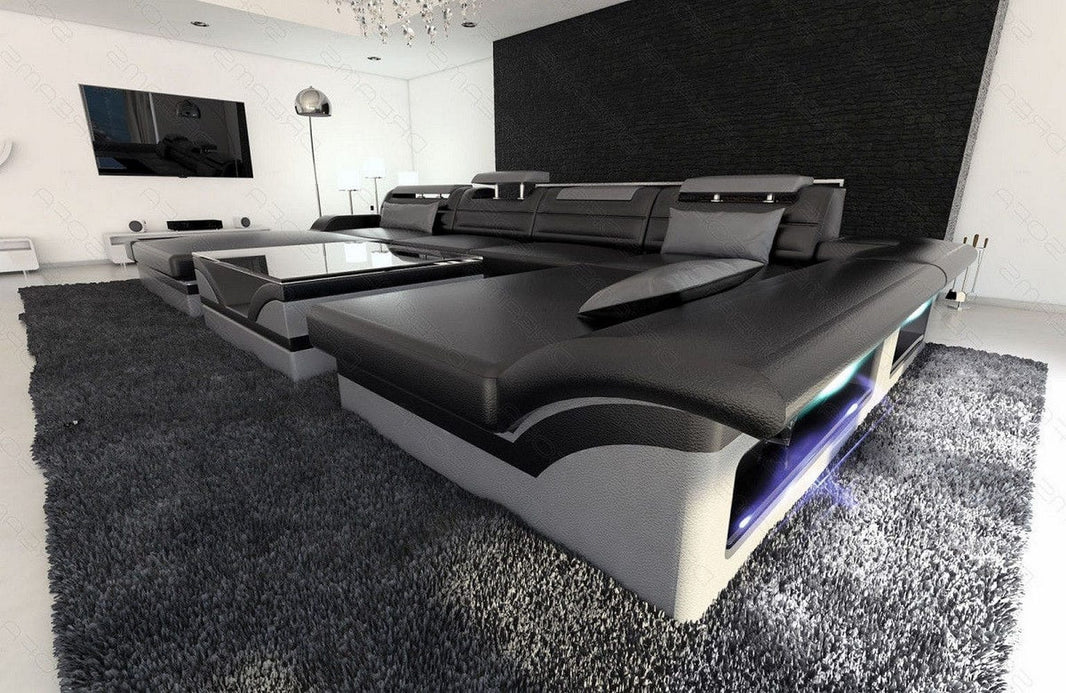 Wohnlandschaft Monza U-Form in Leder