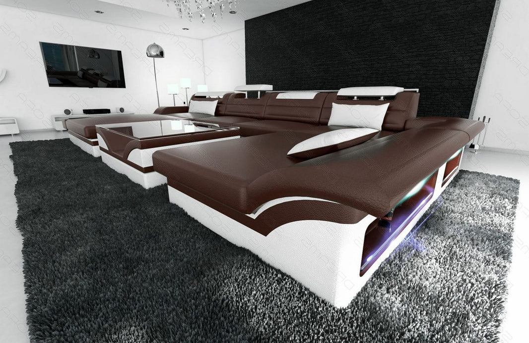 Wohnlandschaft Monza U-Form in Leder