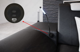 Mini Couch Monza Eleganz L-Form in Leder Schwarz-Orange