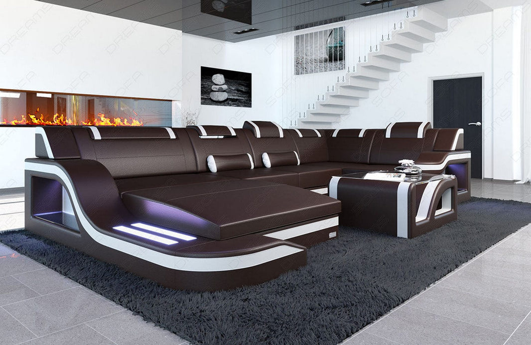 Wohnlandschaft Palermo U-Form in Leder