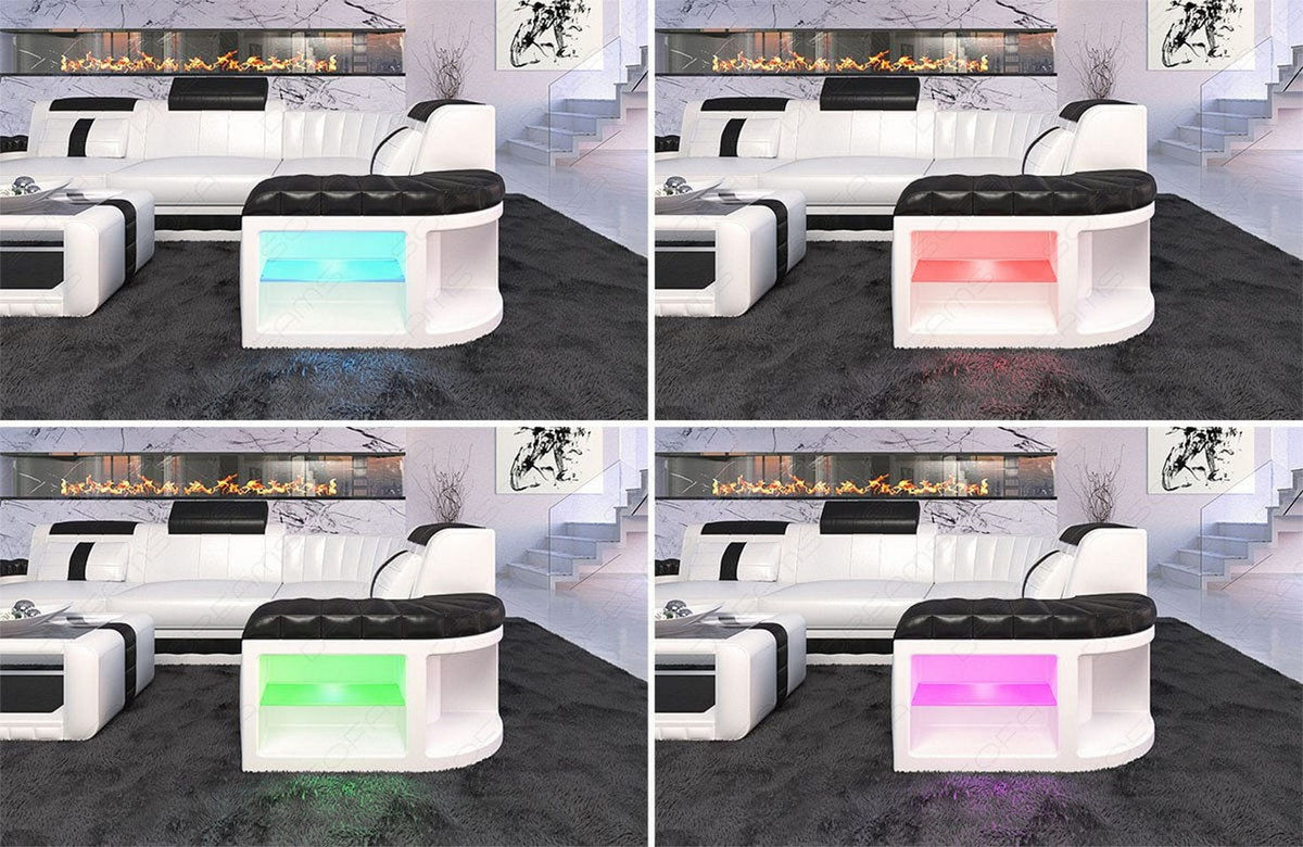 Mini Sofa Bergamo L-Form in Leder Schwarz-Grau