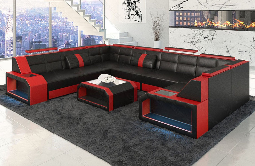 Wohnlandschaft Pesaro U-Form aus Leder