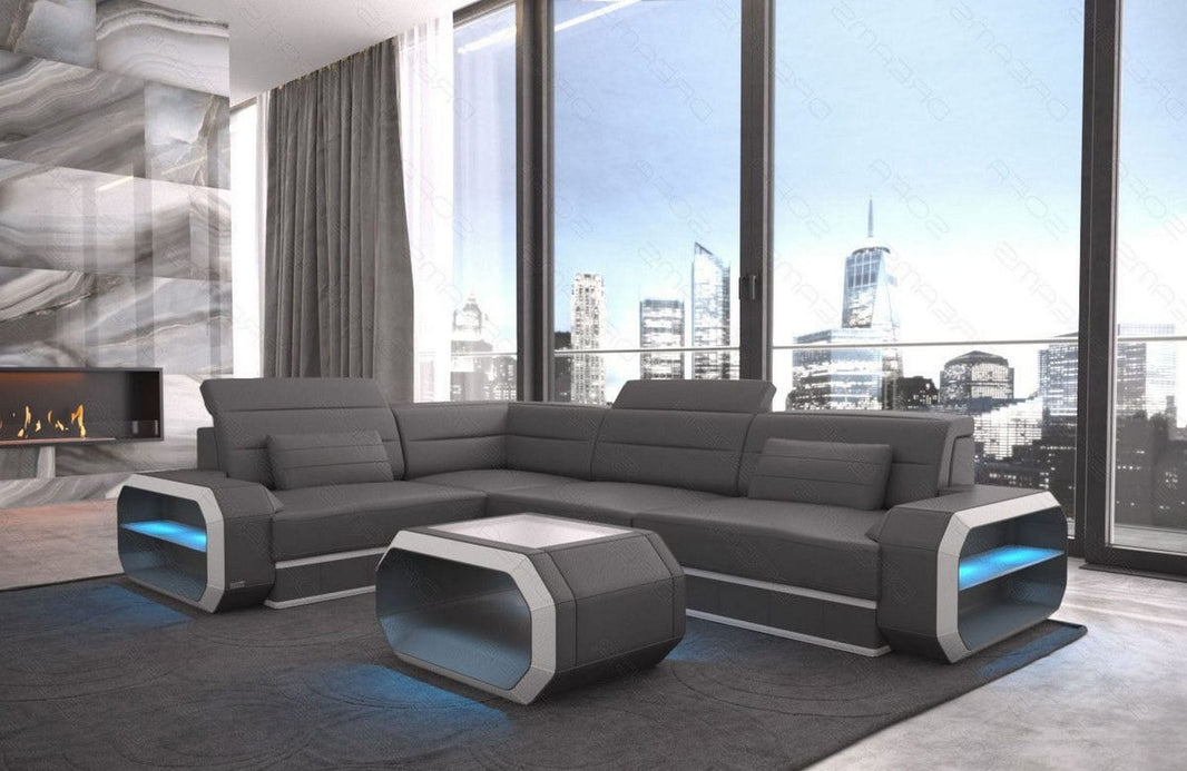 Mini Couch Verona L-Form in Leder