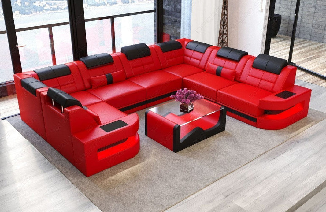 Wohnlandschaft Como U-Form in Leder