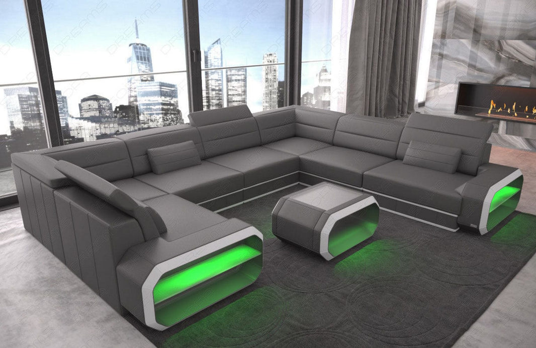 Mini Couch Verona U-Form in Leder