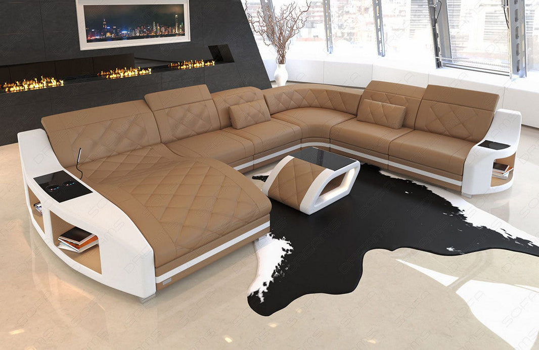 Mini Wohnlandschaft Swing XXL U-Form in Leder