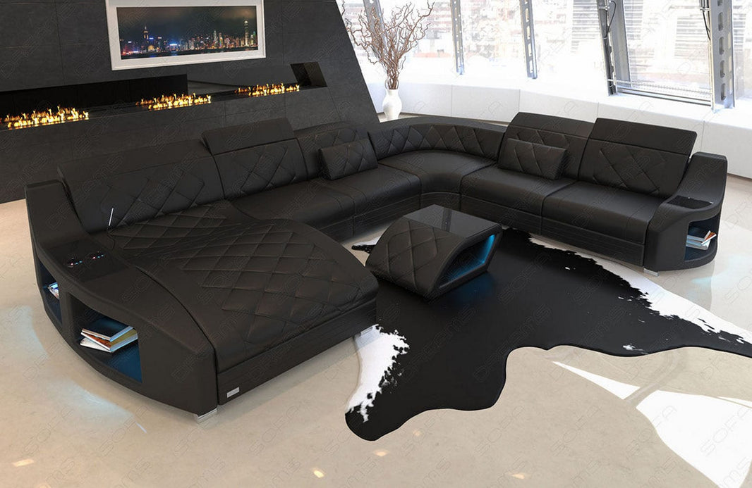 Mini Wohnlandschaft Swing XXL U-Form in Leder
