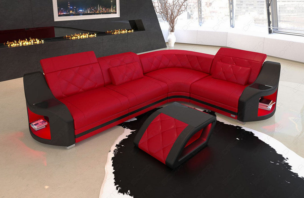 Mini Ecksofa Genua L-Form in Leder