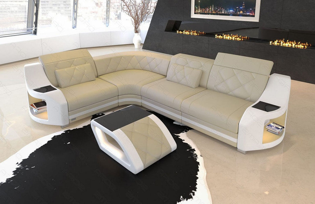 Mini Ecksofa Genua L-Form in Leder
