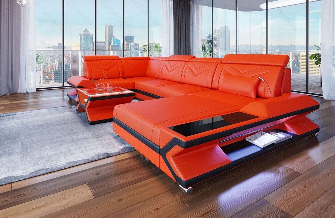 Mini Sofa Napoli U-Form in Leder