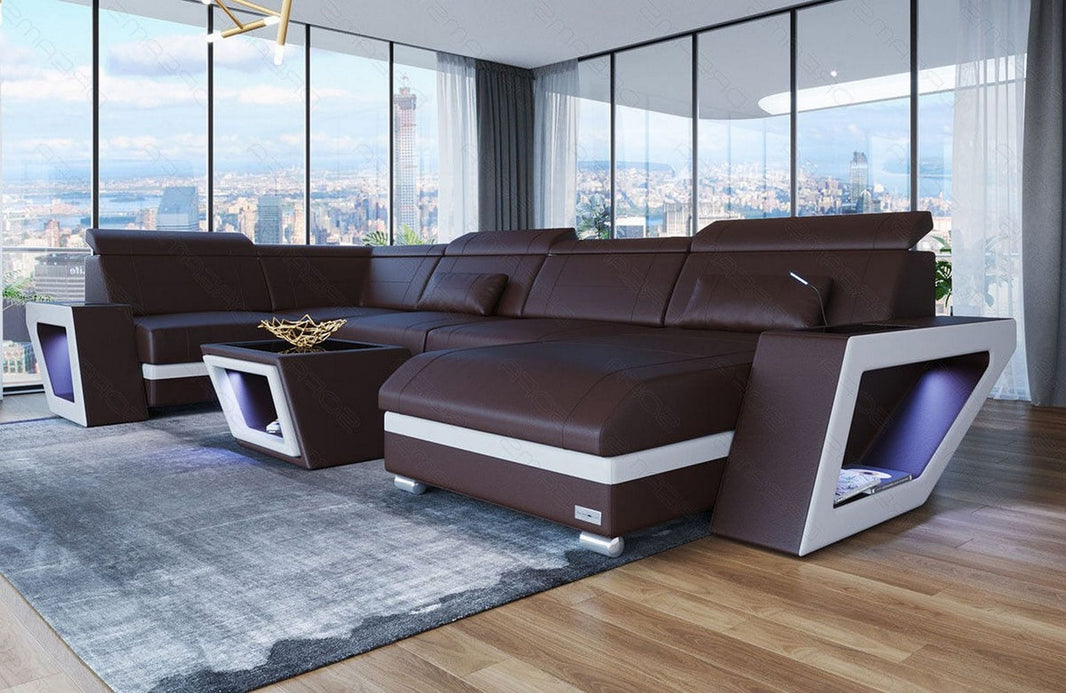 Mini Sofa Catania Eleganz U-Form aus Leder