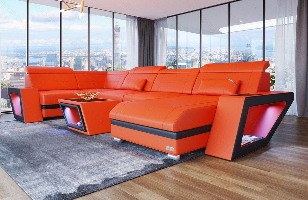 Mini Sofa Catania Eleganz U-Form aus Leder