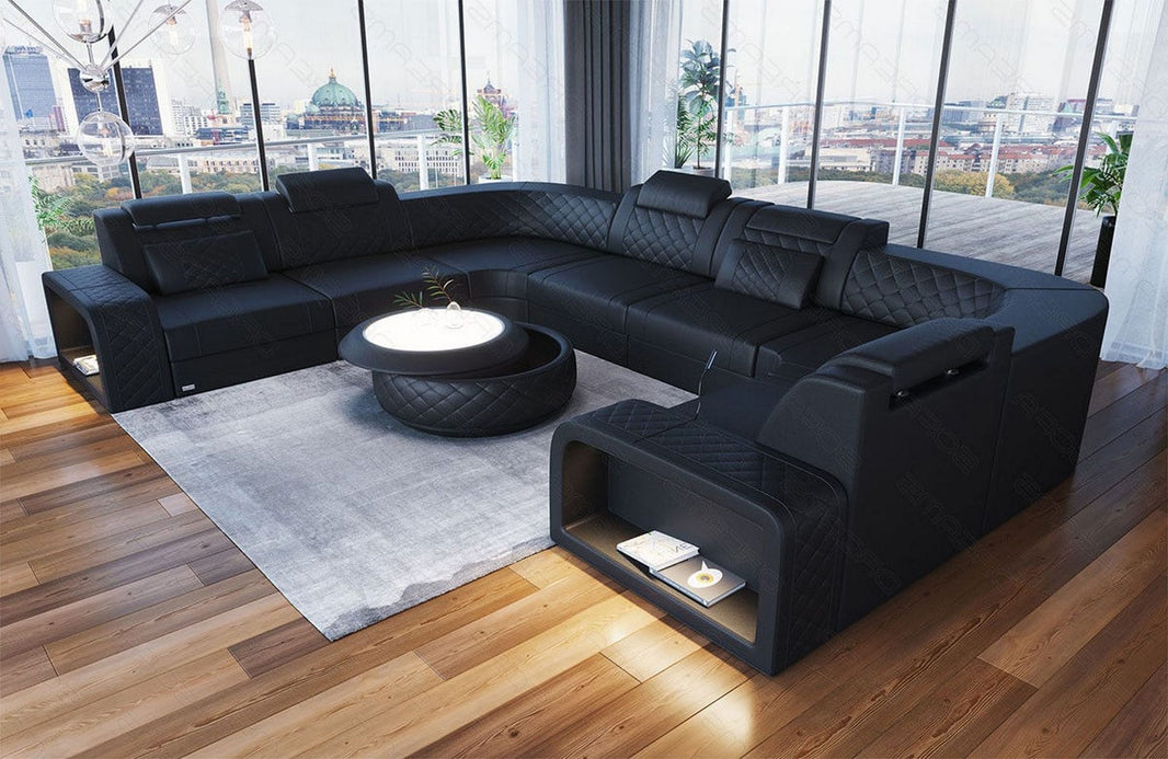 Designsofa Foggia U-Form aus Leder