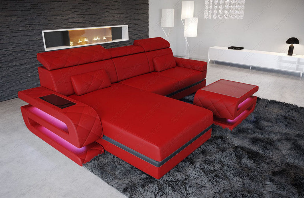 Couch Bologna L-Form in Leder