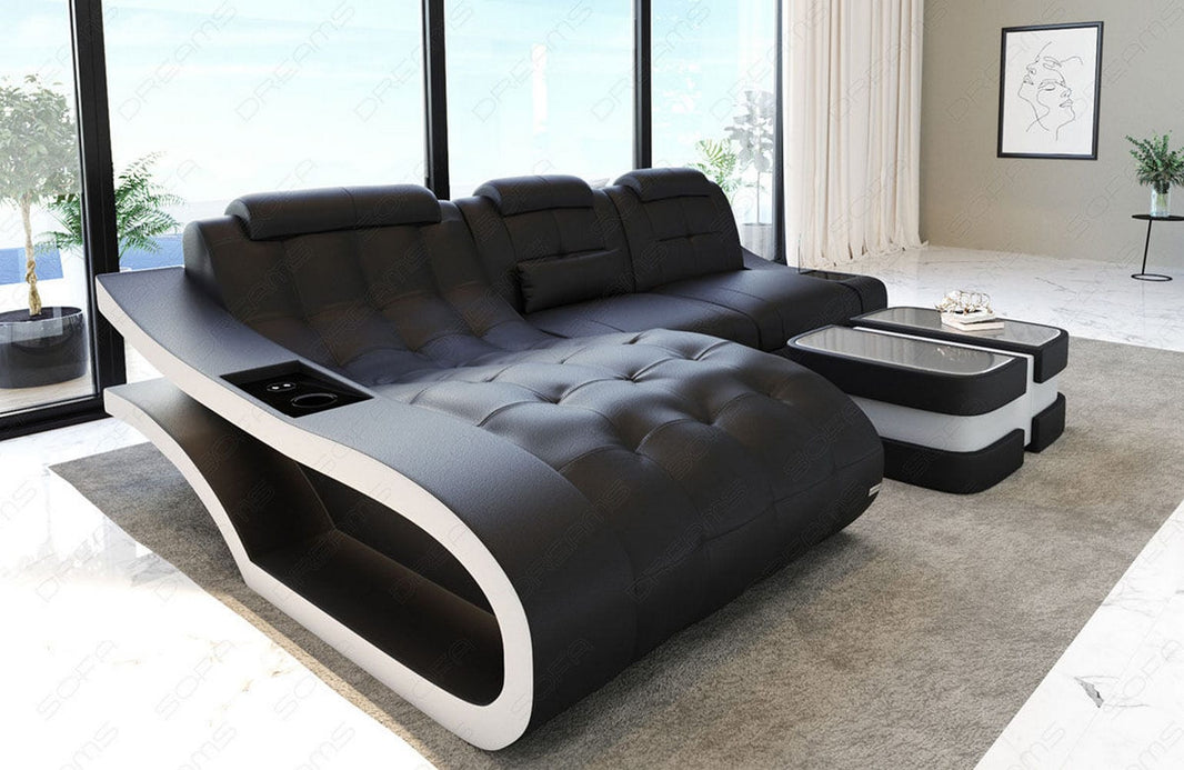 Mini Ecksofa Elegante L-Form in Leder
