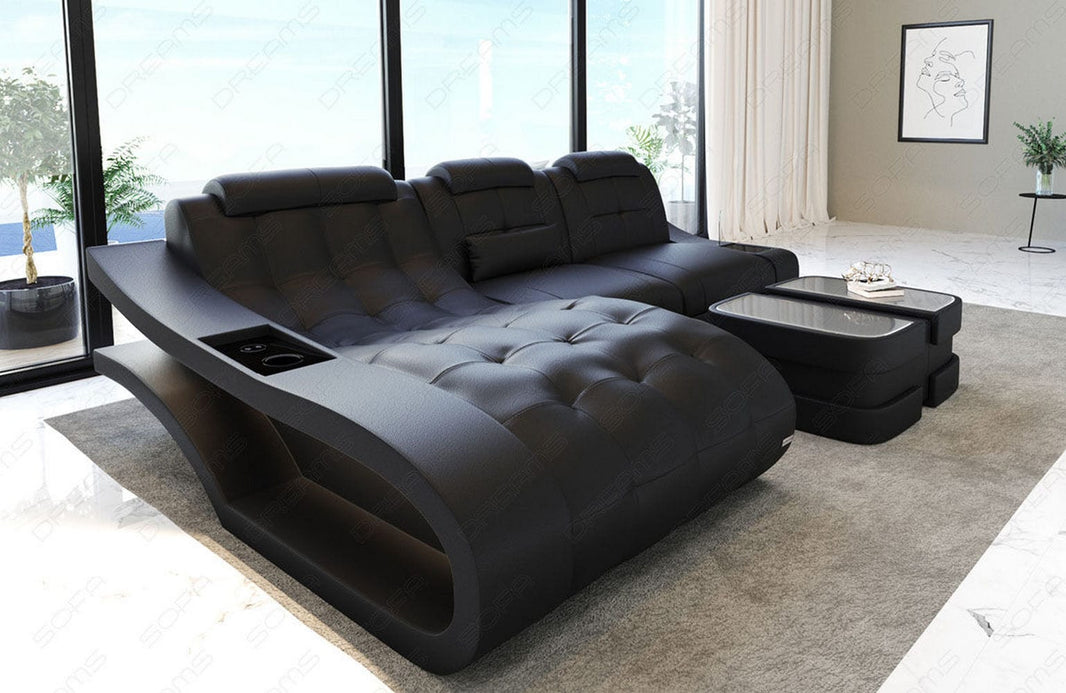 Mini Ecksofa Elegante L-Form in Leder