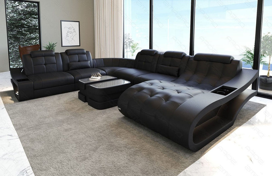 Mini Leder Wohnlandschaft Elegante XXL U-Form