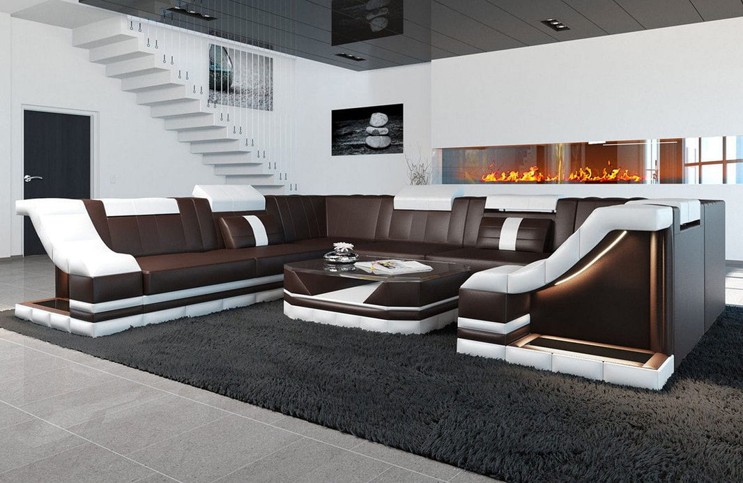 Mini Sofa Bianchi U-Form aus Leder