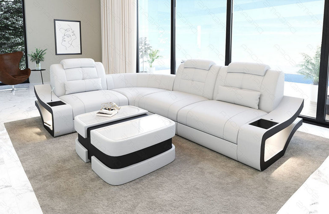 Mini Couch Elena L-Form in Leder
