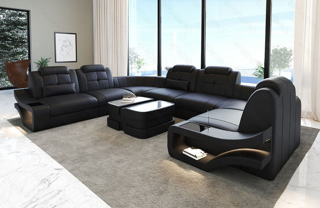Sofa Elena Eleganz U-Form in Leder