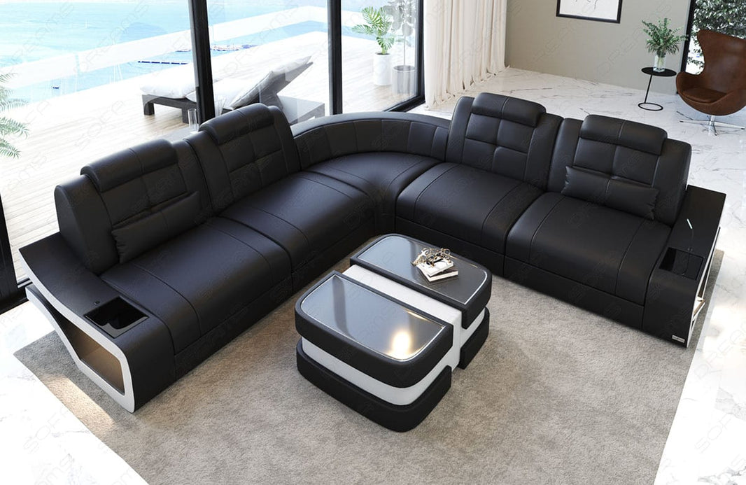 Ecksofa Elena Lang L-Form aus Leder