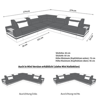 Ecksofa Trivento L-Form aus Leder sandbeige-weiß