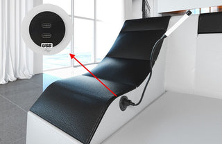 Sofa Turino C-Form in Stoff Schwarz-Weiß