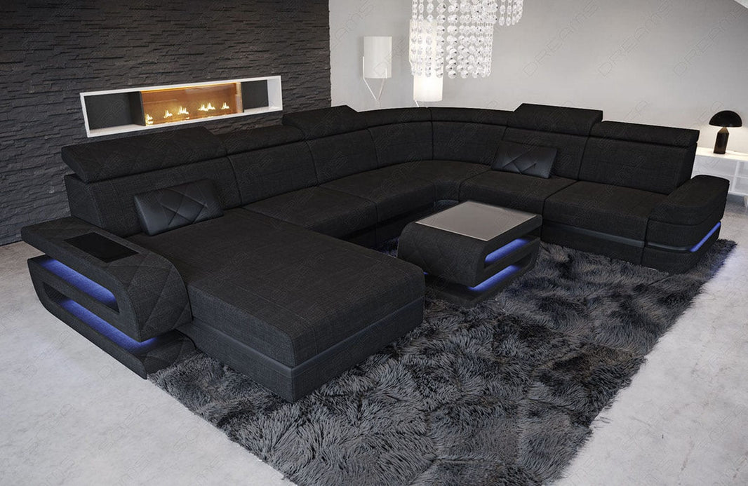 Wohnlandschaft Bologna XXL U-Form in Stoff