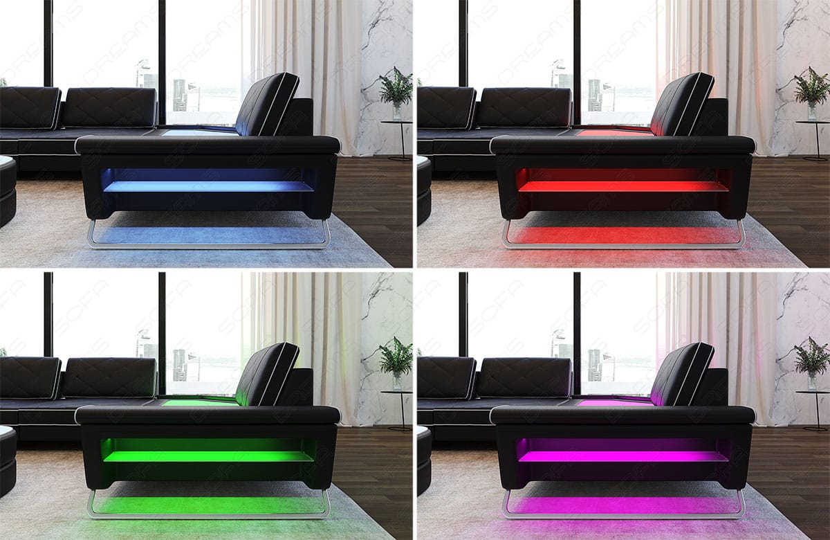 XXL Wohnlandschaft Ferrara U-Form aus Stoff Grau-Weiß