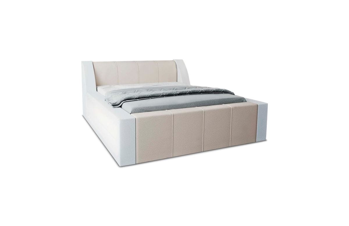 Komplettbett Fermo Designerbett Beige-Weiß