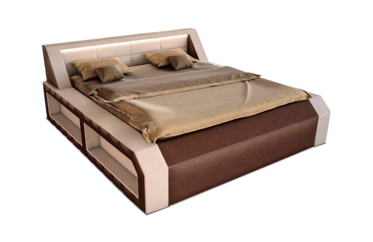 Boxspringbett Matera Dunkelbraun-Weiß