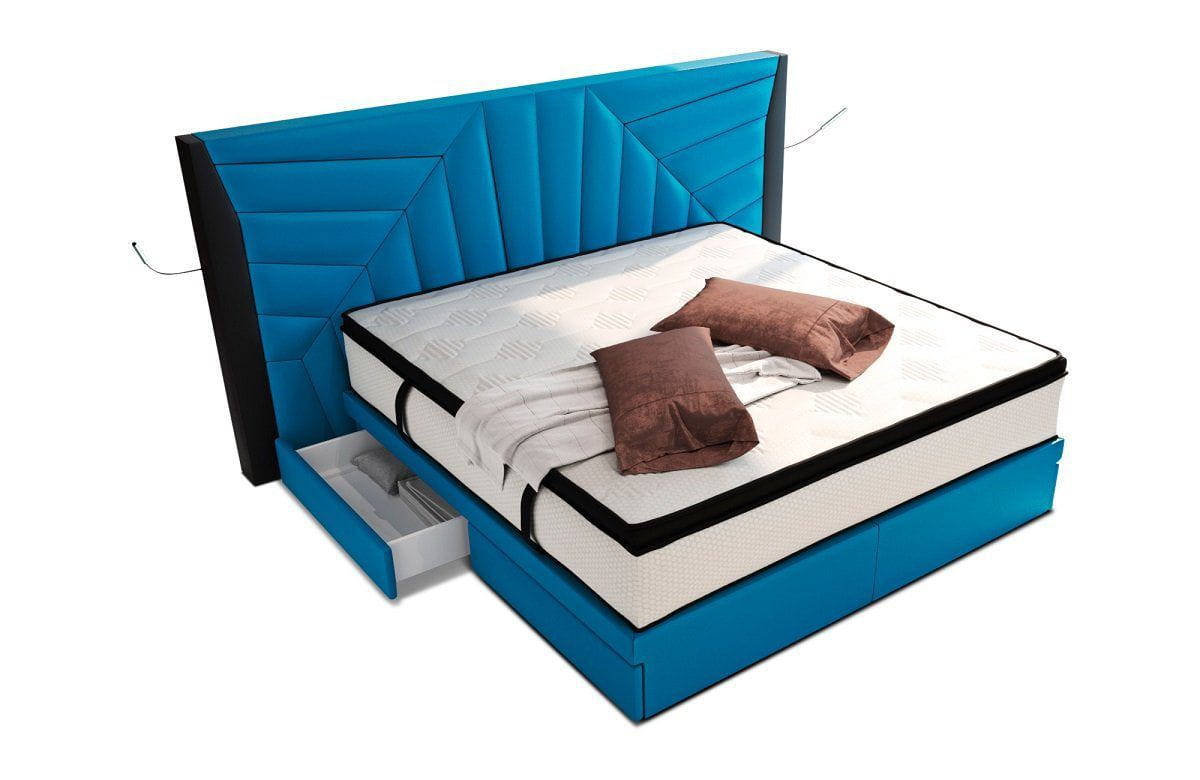 Boxspringbett Monaco Blau-Schwarz