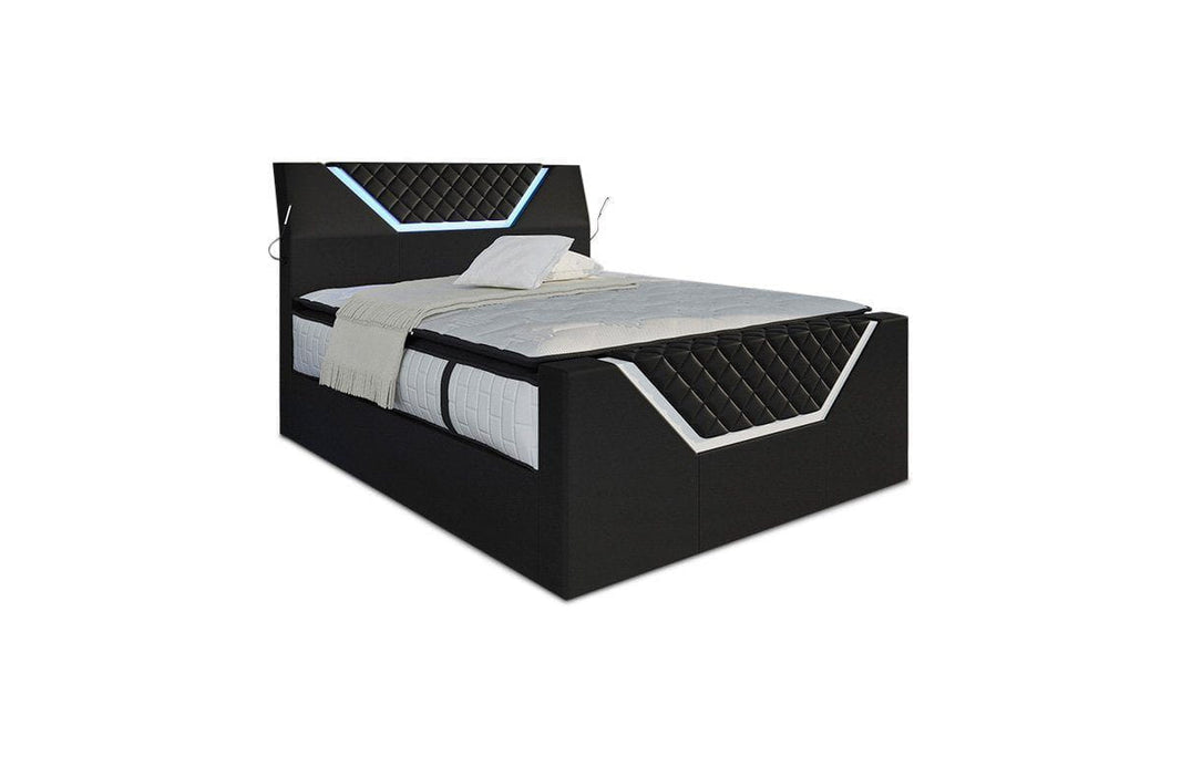 Boxspringbett Nantes Schwarz/Weiß 200x220 cm