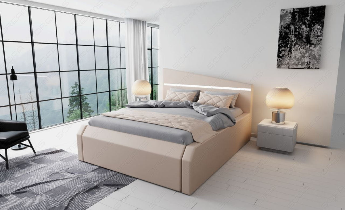 Bettgestell Nelassa Designerbett Beige