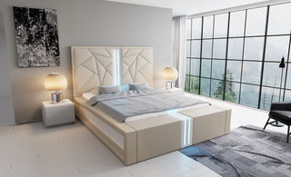Komplettbett Imperia Designerbett Sandbeige-Weiß
