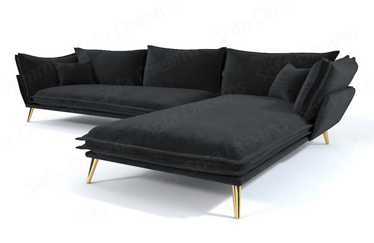 Stoff Ecksofa Lobos L-Form Schwarz