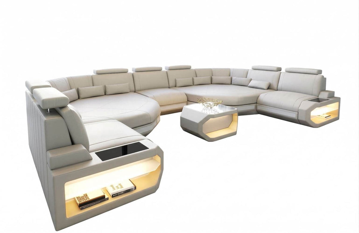 XXL Wohnlandschaft Asti U-Form in Leder