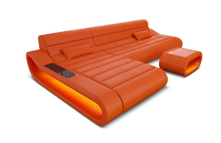 Ledersofa Concept L-Form – Lang & Komfortabel in Kunstleder und der Farbe Orange - Ausrichtung links